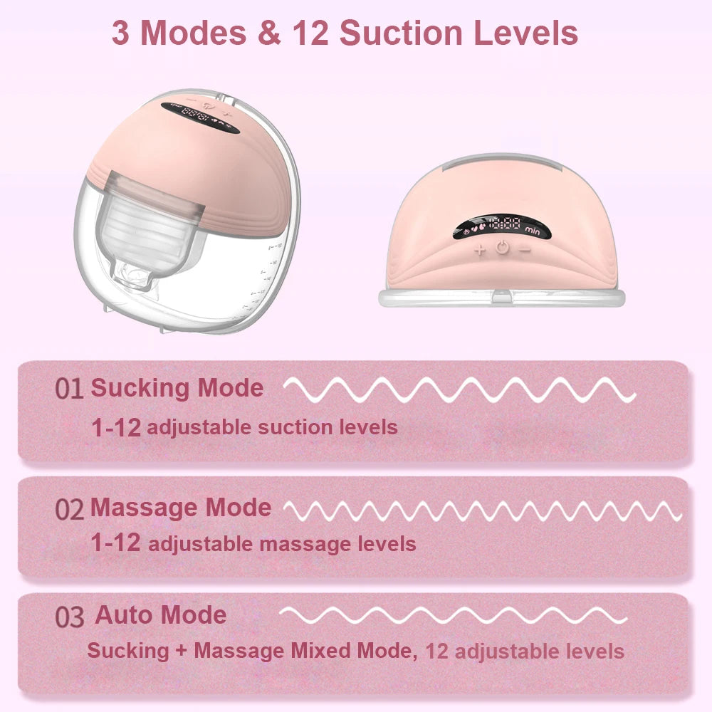 Wearable Breast Pump Super Silent Hands Free Electric Breast Pump  Comfort Milk Collector for Breastfeeding with 24mm Flange